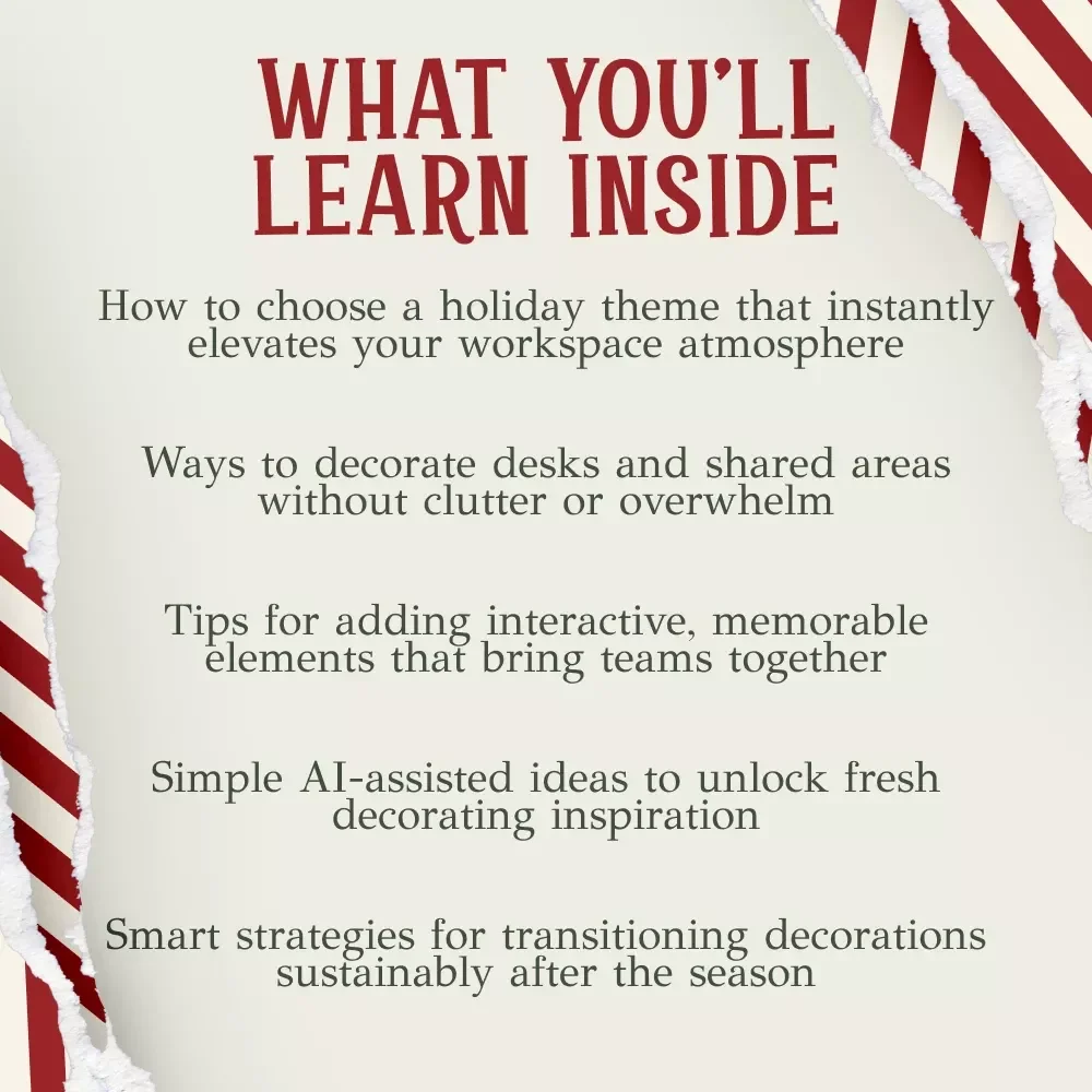 Deck Your Office for Christmas – Ultimate Holiday Workspace Guide | Festive Office Makeover | christmas office decorating ideas | Creative Corporate Christmas Decor eBook
