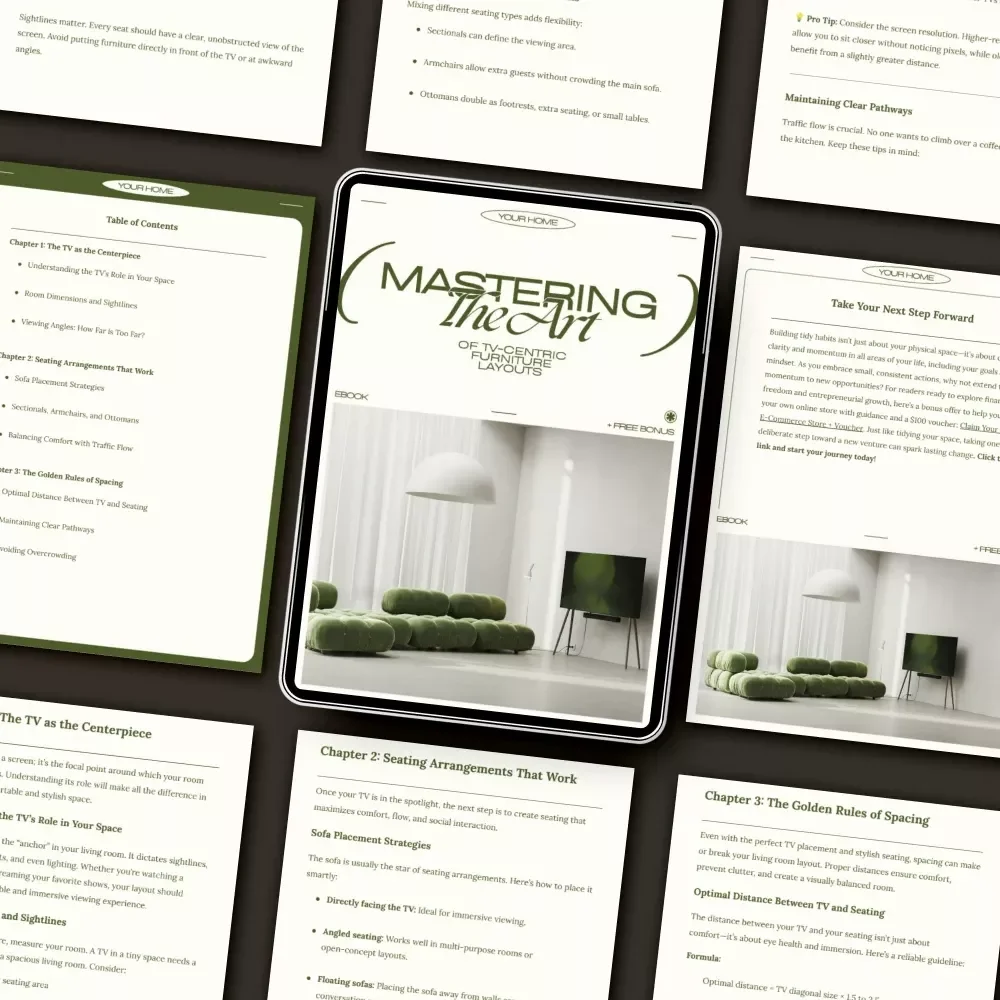 Mastering the Art of TV-Centric Furniture Layouts | eBook for Home Designers, Decor Lovers & DIY Stylists | Learn How to Layout Furniture Around a TV for Comfort, Style & Function