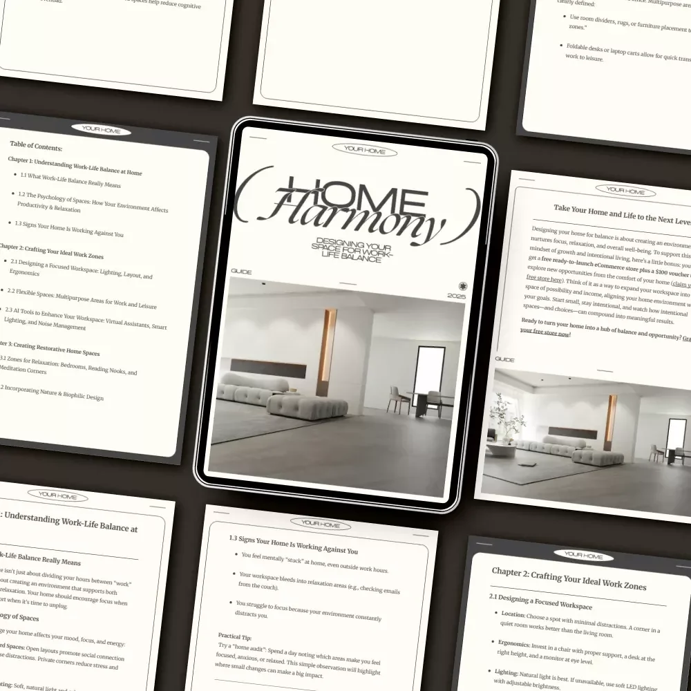 Home Harmony: Designing Your Space for Work-Life Balance | Digital Guide for a Calm, Productive Home | How to Design Home for Work Life Balance | Printable eBook for Modern Lifestyles