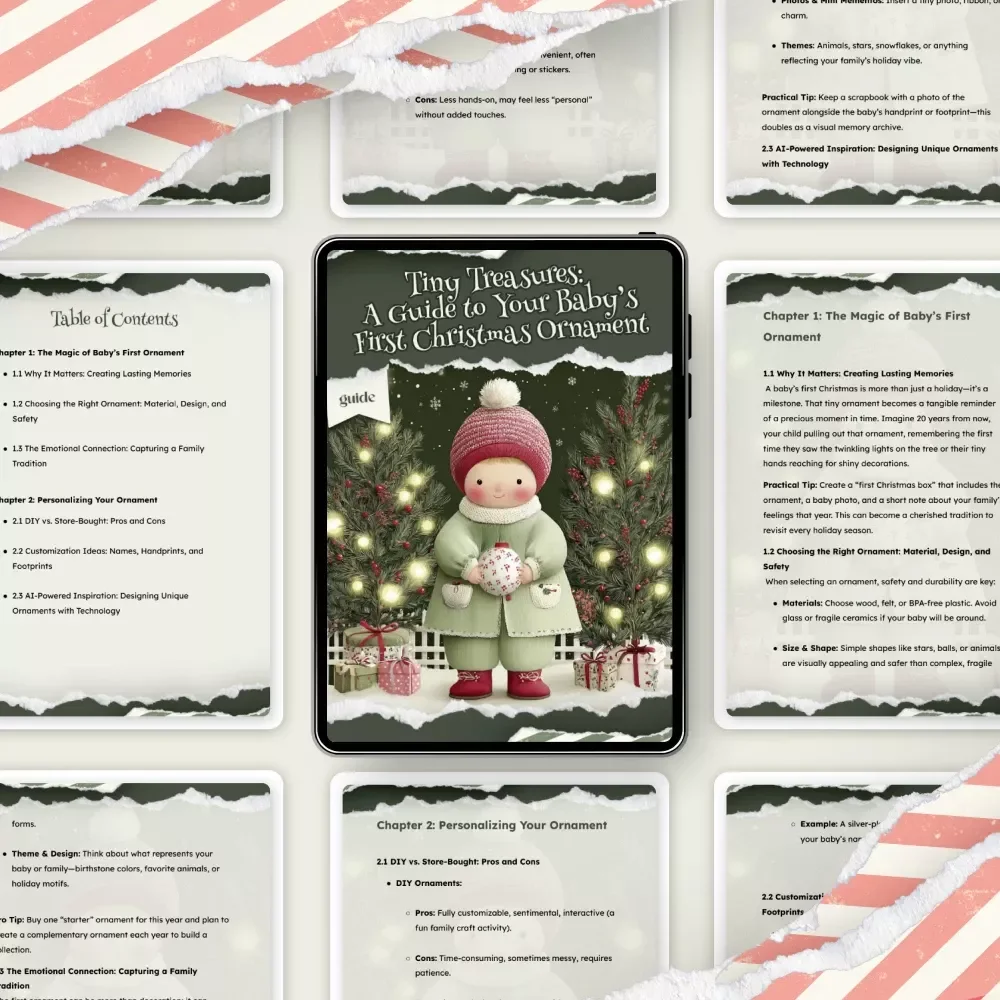 A Guide to Your Baby’s First Christmas Ornament | Holiday Keepsake Digital Guide for New Parents | Personalized Memory-Making eBook (baby's first christmas ornament)