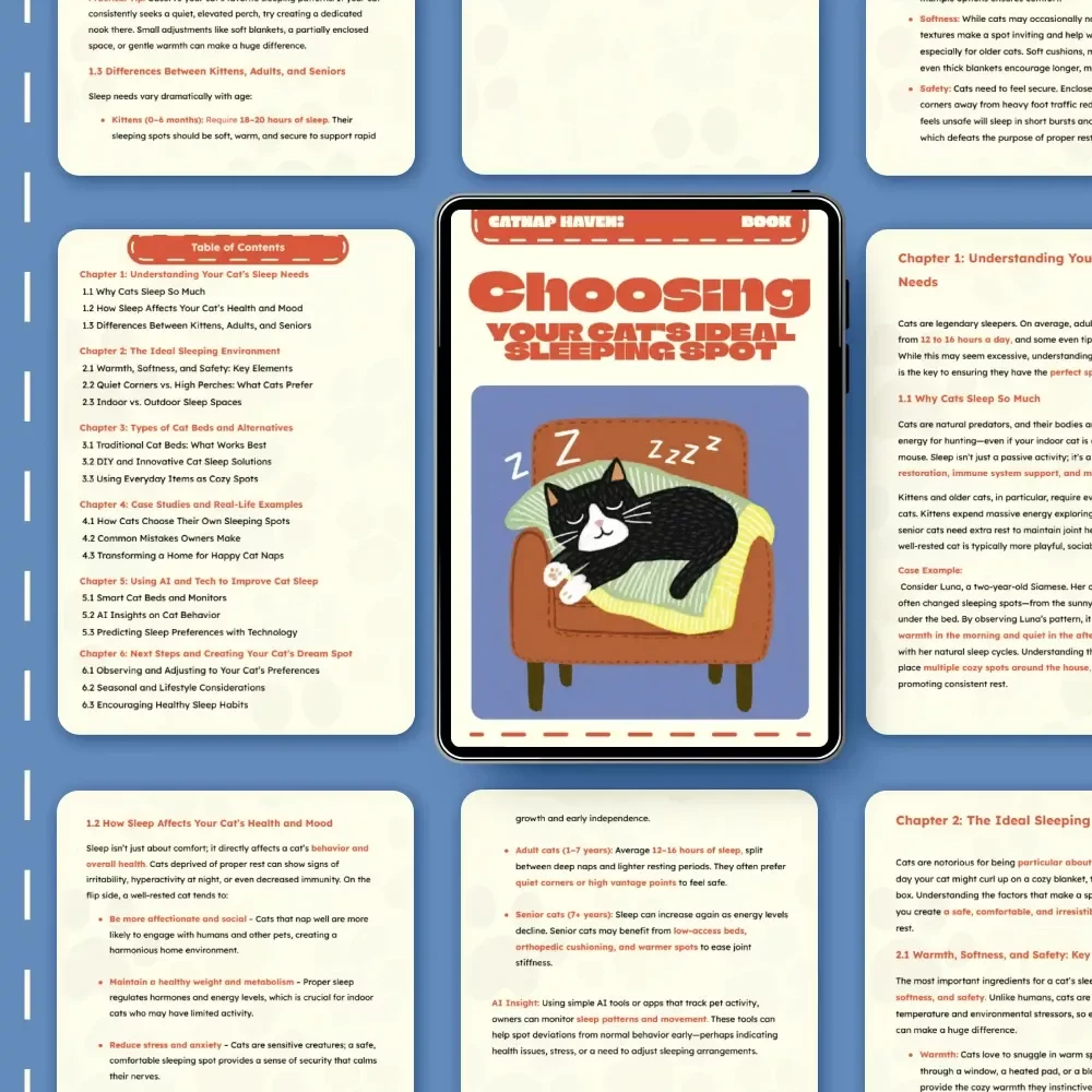 Catnap Haven: Choosing Your Cat’s Ideal Sleeping Spot | Ultimate Guide to the Best Place for a Cat to Sleep | Digital eBook for Cat Lovers