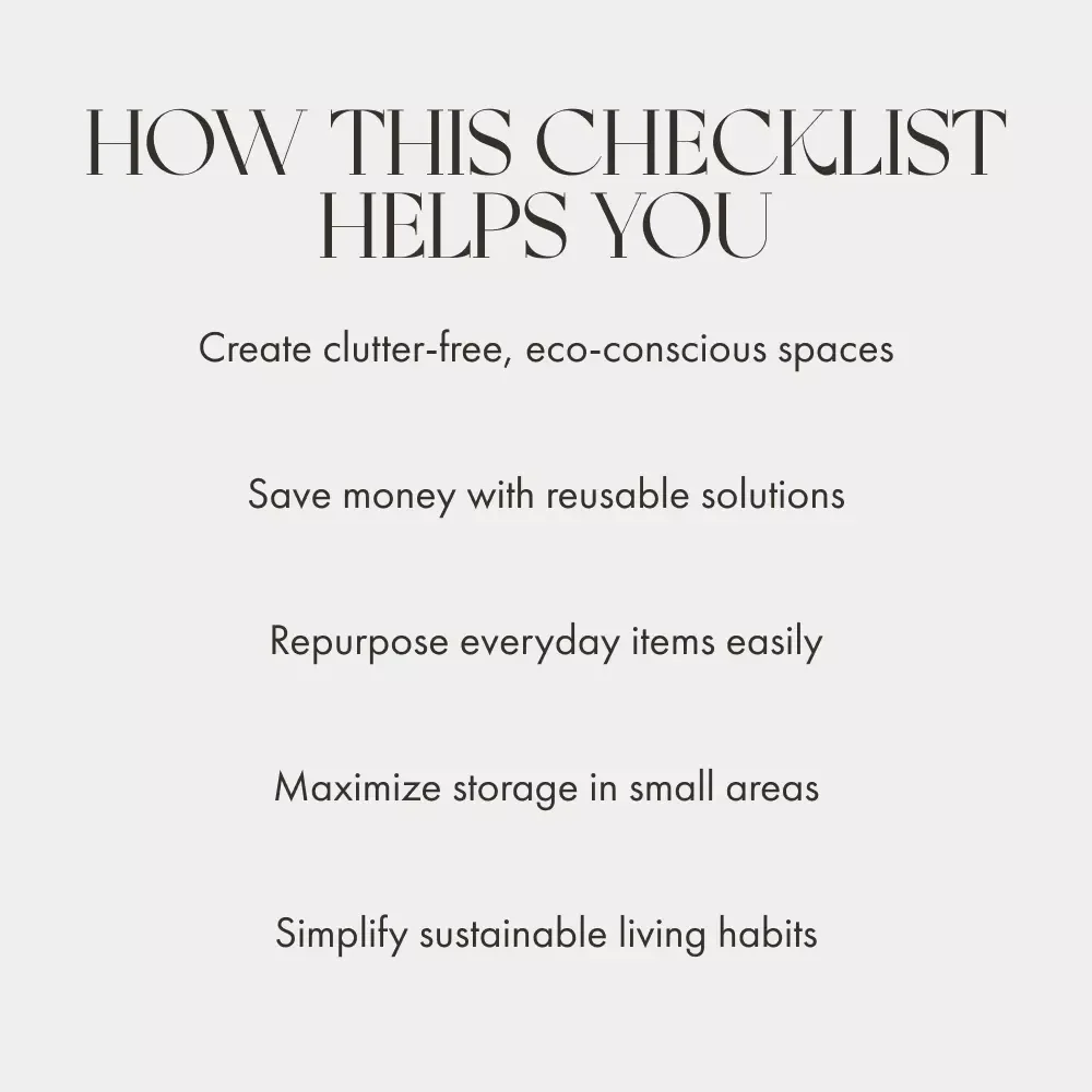 Tips for Sustainable Home Storage | Eco-Friendly Organization Checklist for Minimalist & Green Living | Printable Digital Download