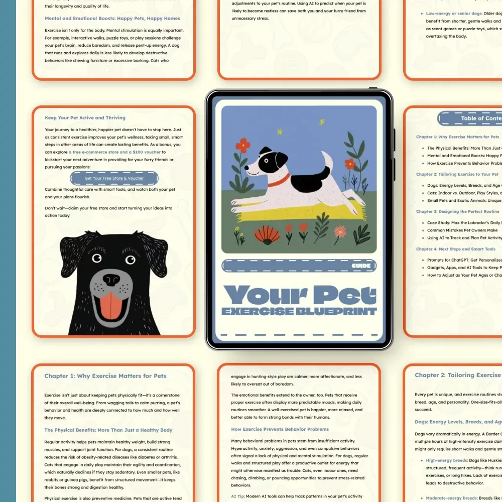 Your Pet Exercise Blueprint | Digital Pet Fitness Guide for Dogs, Cats & Small Pets | AI-Powered Pet Routine Planner eBook | Pet Wellness & Training Checklist Download