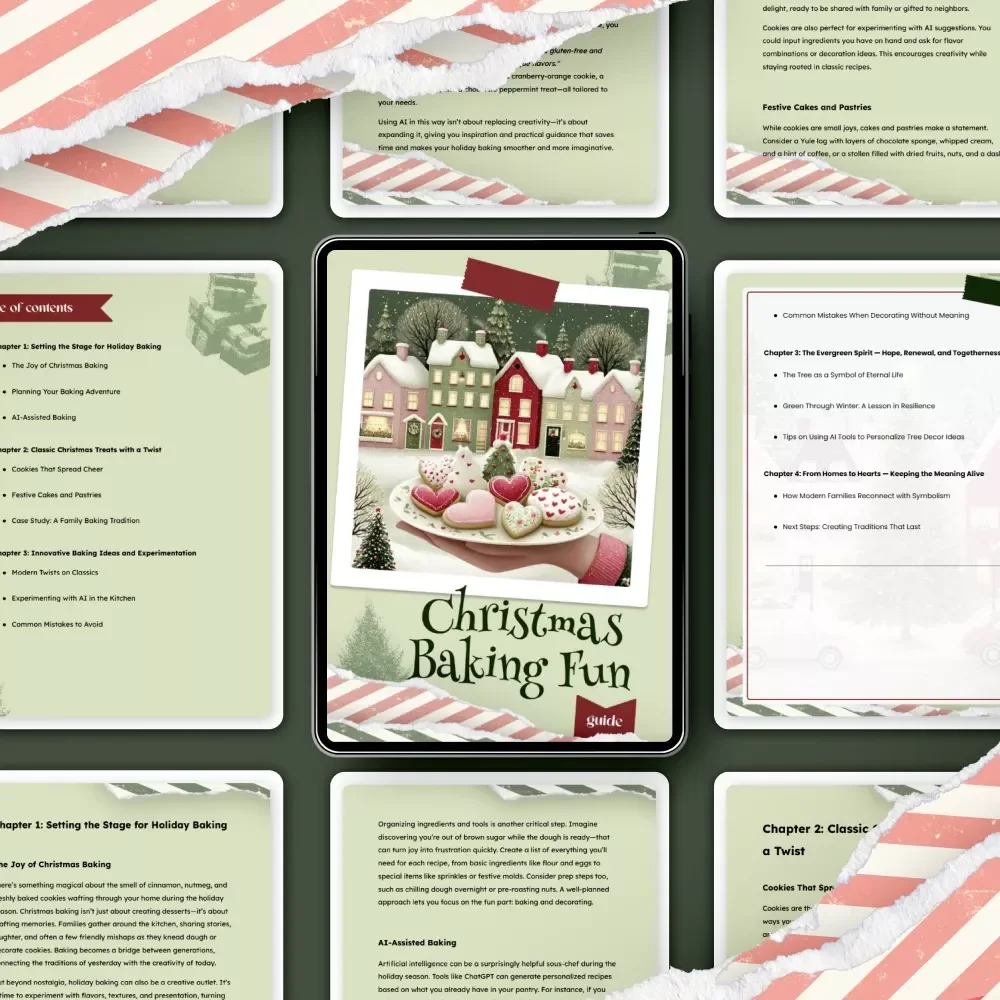 Christmas Baking Fun | Holiday Baking Guide for Families & Creators | Cozy Recipes, AI Tips & christmas baking ideas | Printable Digital Download