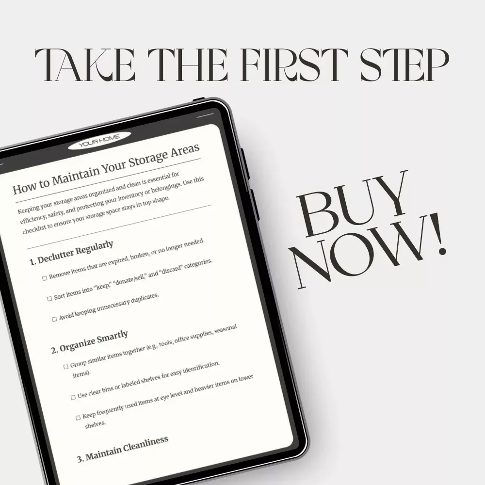 How to Maintain Your Storage Areas Checklist | Printable Home Organization Guide | Digital Download for Decluttering & Storage Maintenance