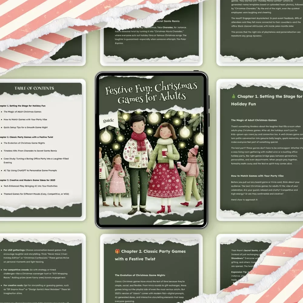 Festive Fun: Christmas Games for Adults – Printable Holiday Party Guide for Entertaining, Laughter-Filled Celebrations | christmas games ideas for adults | Adult Christmas Party Games eBook