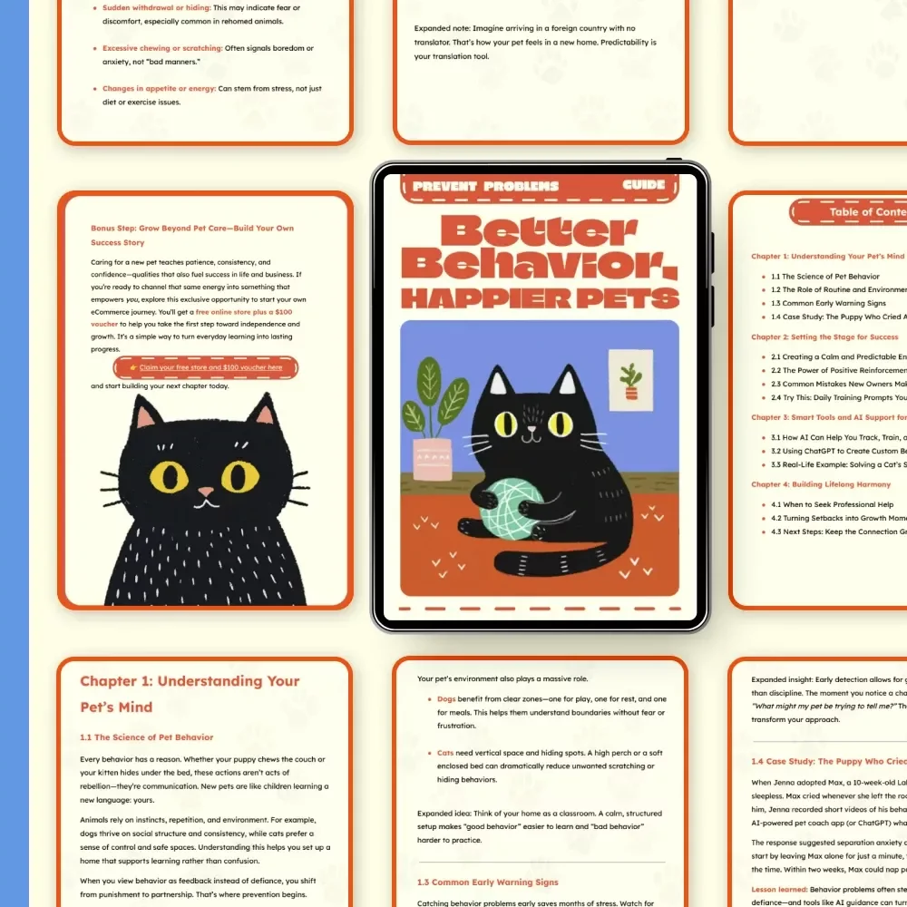 Better Behavior, Happier Pets | Digital Guide for New Pet Owners | How to Prevent Behavior Problems in New Pets | Pet Training and AI Support eBook