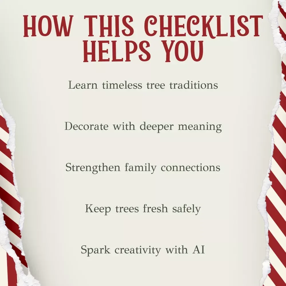 Why Do We Decorate Trees for Christmas | Printable Holiday Tradition Checklist | Learn Why We Decorate Christmas Trees | Family Christmas Activity Digital Download