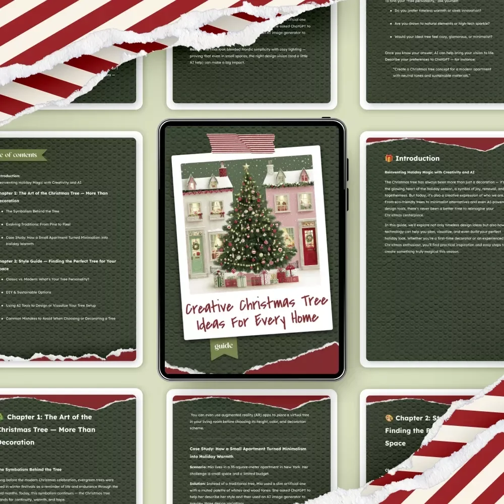 Creative Christmas Tree Ideas for Every Home | Christmas Tree Ideas Guide | Holiday Decorating eBook for Unique, Modern & Cozy Seasonal Designs