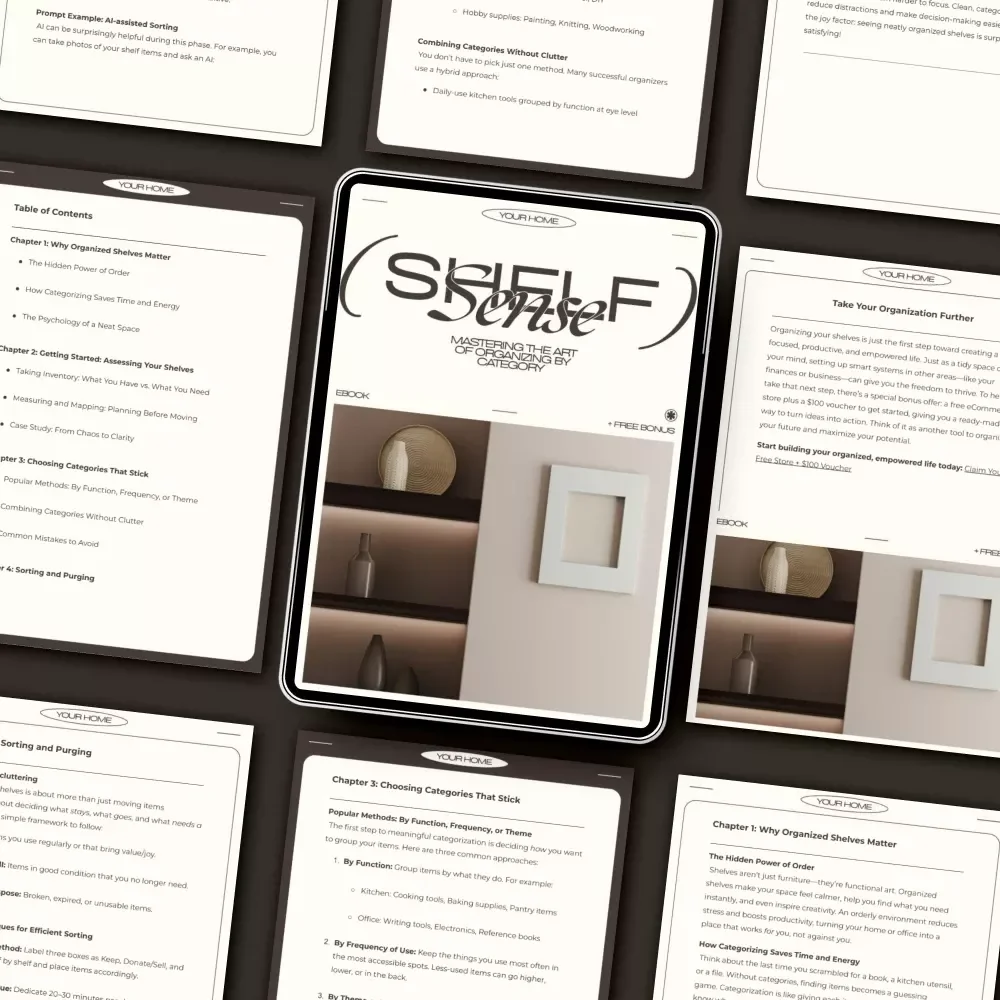 Shelf Sense: Mastering the Art of Organizing by Category | eBook for Home Organization, Decluttering, and How to Organize Shelves by Category