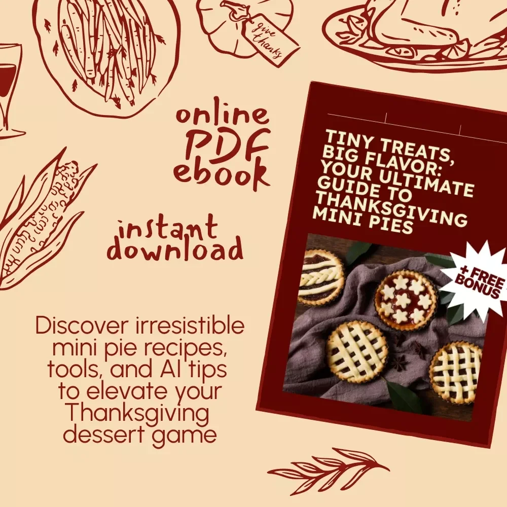 Tiny Treats, Big Flavor: Your Ultimate Guide to Thanksgiving Mini Pies | Mini Pie Recipes for Thanksgiving eBook | Digital Download Dessert Guide for Bakers & Holiday Hosts