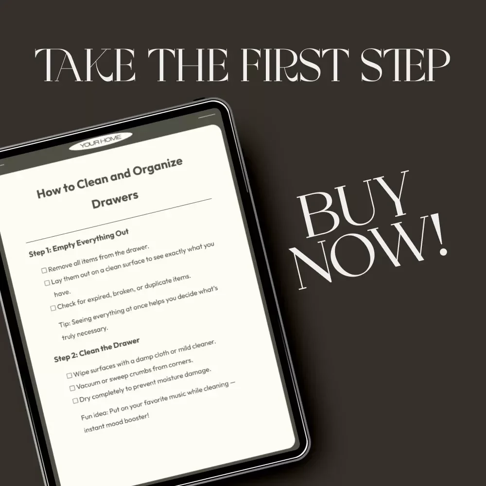 How to Clean and Organize Drawers | Printable Home Organization Checklist | Digital Download for Decluttering and Drawer Cleaning Guide