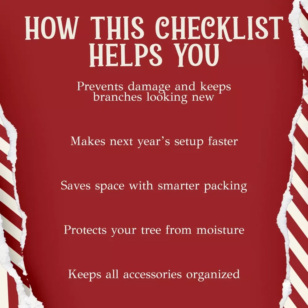 Ways to Store Your Artificial Christmas Tree | Printable Checklist for Easy Holiday Cleanup | Festive Organization Guide | how to store artificial christmas tree