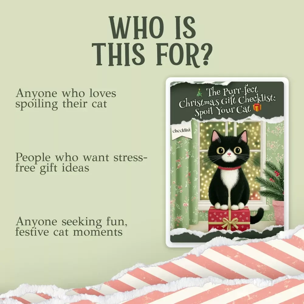 The Purr-fect Christmas Gift Checklist: Spoil Your Cat | Ultimate christmas gifts for cats Guide, Digital Download, Festive Pet Checklist for Cat Lovers