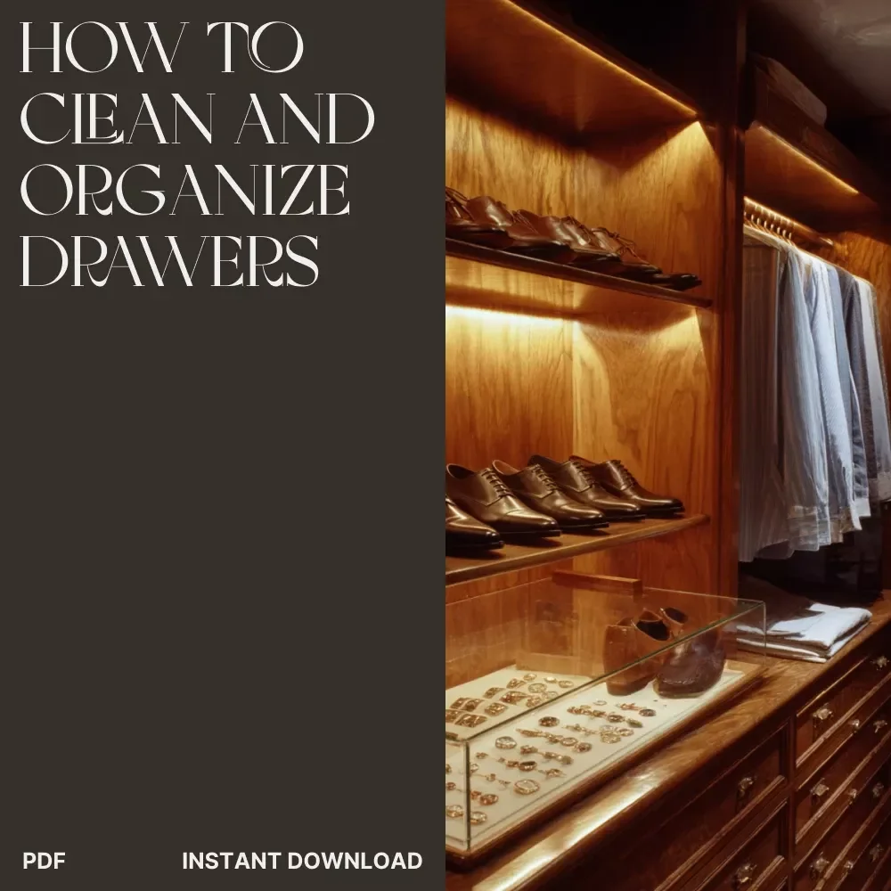 How to Clean and Organize Drawers | Printable Home Organization Checklist | Digital Download for Decluttering and Drawer Cleaning Guide