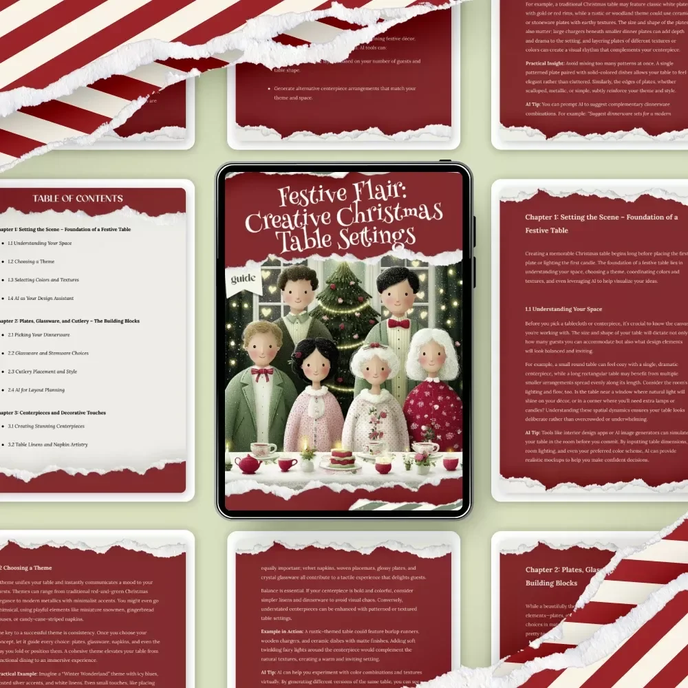 Festive Flair: Creative Christmas Table Settings – Holiday Decor Guide for Stunning christmas table setting ideas, Elegant Tablescapes, Entertaining Inspiration & Digital Download