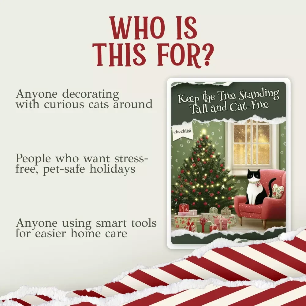 Keep the Tree Standing Tall and Cat-Free | Printable Holiday Checklist | How to Keep Cats Off Christmas Tree | Pet-Friendly Christmas Decor Guide