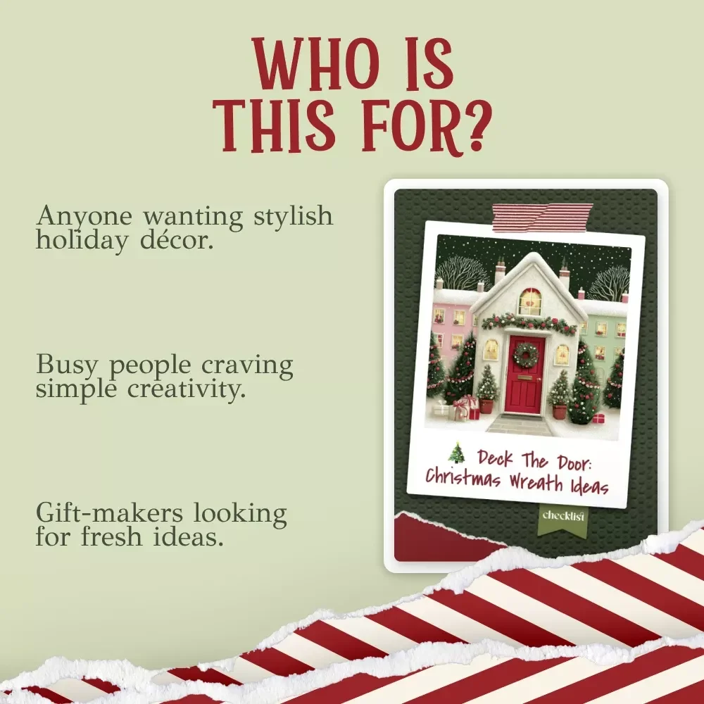 Deck the Door: Christmas Wreath Ideas – Festive Holiday Checklist for DIY Decor Lovers | Printable Christmas Wreath Ideas Guide