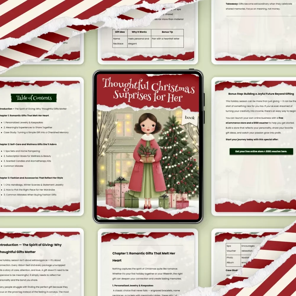 Thoughtful Christmas Surprises for Her – Romantic, Self-Care, Fashion & Luxury christmas gift ideas for her | Holiday eBook Guide for Meaningful Gifting