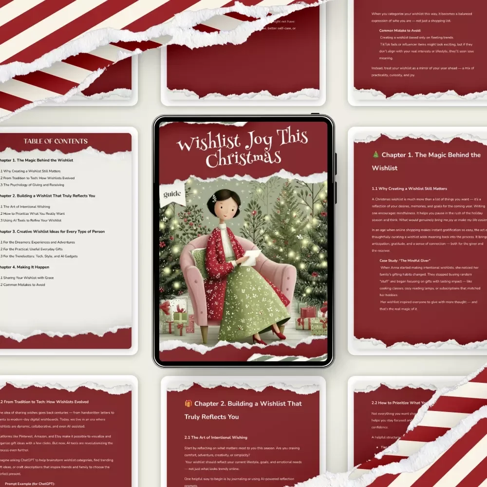 Wishlist Joy This Christmas | Christmas Wishlist Ideas Guide | Holiday Gift Planning eBook for Stress-Free Gifting
