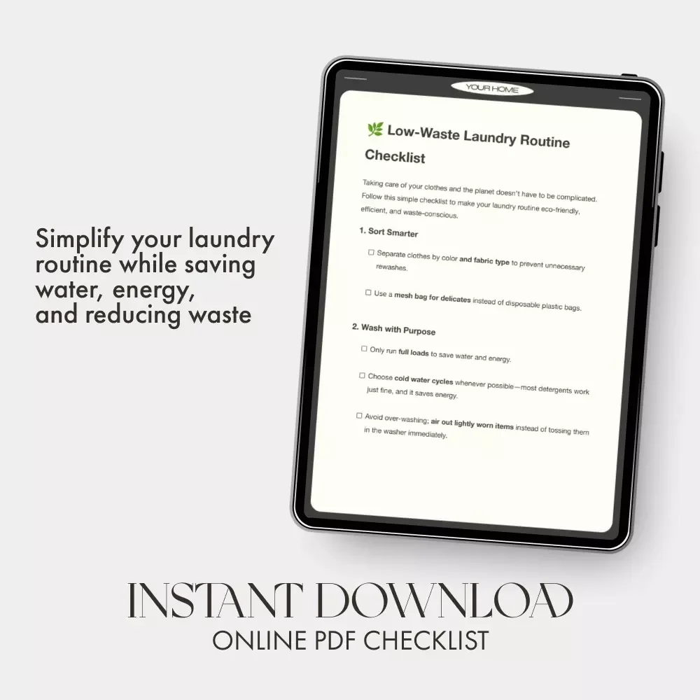 Low-Waste Laundry Routine Checklist | Eco-Friendly Laundry Guide for Sustainable Living | Digital Download for Conscious Cleaning | Tips for Low Waste Laundry Routine
