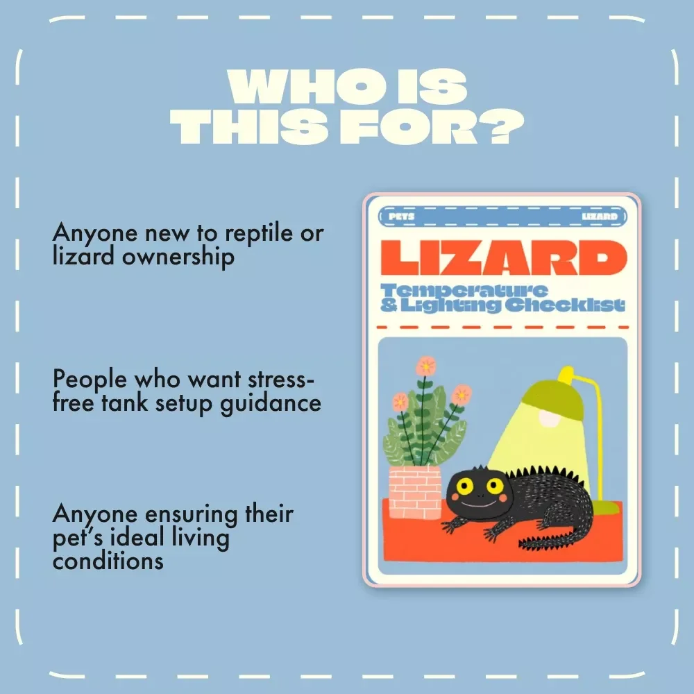 Lizard Temperature & Lighting Checklist | Reptile Care Guide for Bearded Dragons, Geckos & More | Printable Heat & UVB Setup eBook