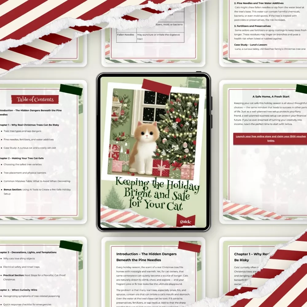 Keeping the Holiday Bright and Safe for Your Cat | Christmas Pet Safety Guide | Are Real Christmas Trees Safe for Cats? | Cat-Proof Holiday eBook