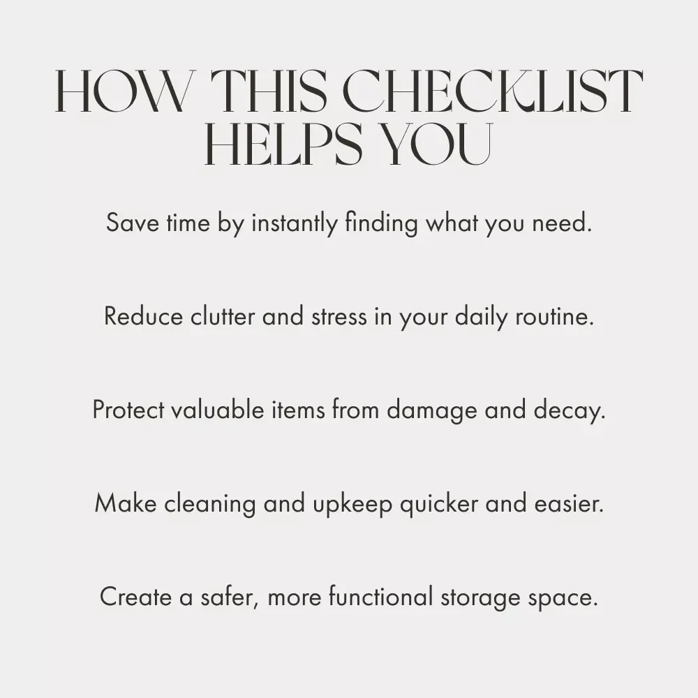 How to Maintain Your Storage Areas Checklist | Printable Home Organization Guide | Digital Download for Decluttering & Storage Maintenance