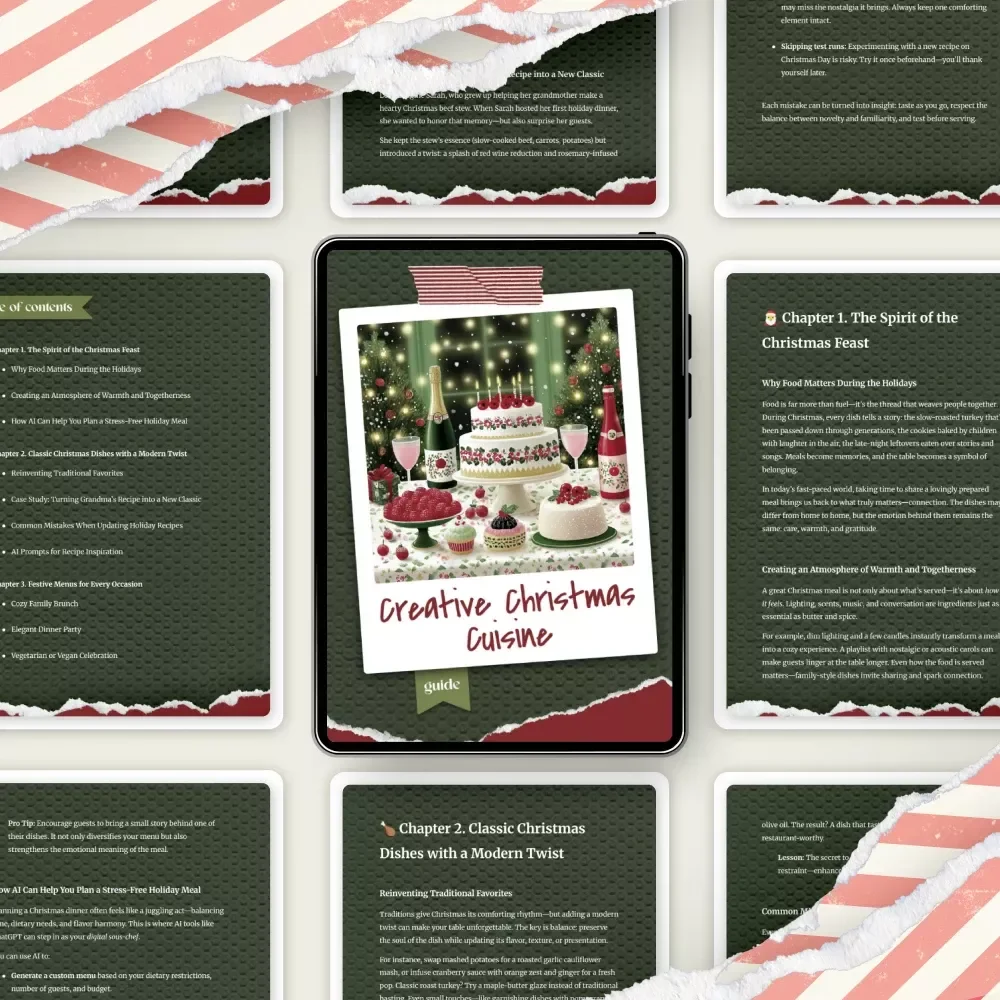 Creative Christmas Cuisine | Holiday Guide for christmas meal ideas | Festive Recipe Inspiration eBook | Modern Christmas Cooking Digital Download