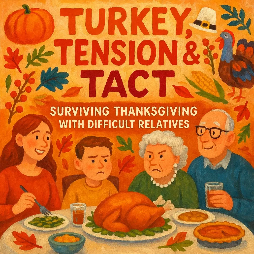 Turkey, Tension & Tact: Surviving Thanksgiving with Difficult Relatives – A Practical How-to Guide for Staying Calm, Smart & Sane at the Holiday Table | Digital Download | How to Survive Thanksgiving with Difficult Relatives eBook