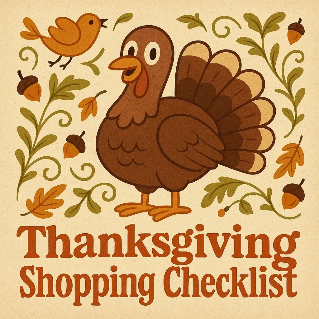 Thanksgiving Shopping Checklist | Printable Holiday Planner | Step-by-Step Grocery Guide for Thanksgiving Dinner | Digital Download PDF | Stress-Free Meal Prep Organizer