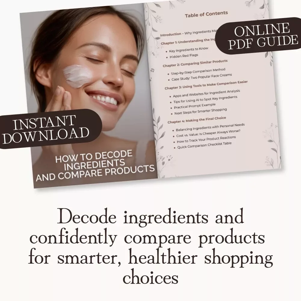How to Decode Ingredients and Compare Products | Digital Guide for Smarter Shopping | Ingredient Analysis eBook | How to Compare Ingredients Lists Across Products | Printable PDF