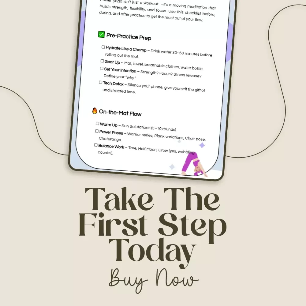 The Power Yoga Checklist | Digital Download for Yogis | Power Yoga Guide & Practice Planner | Wellness, Balance & Strength Routine