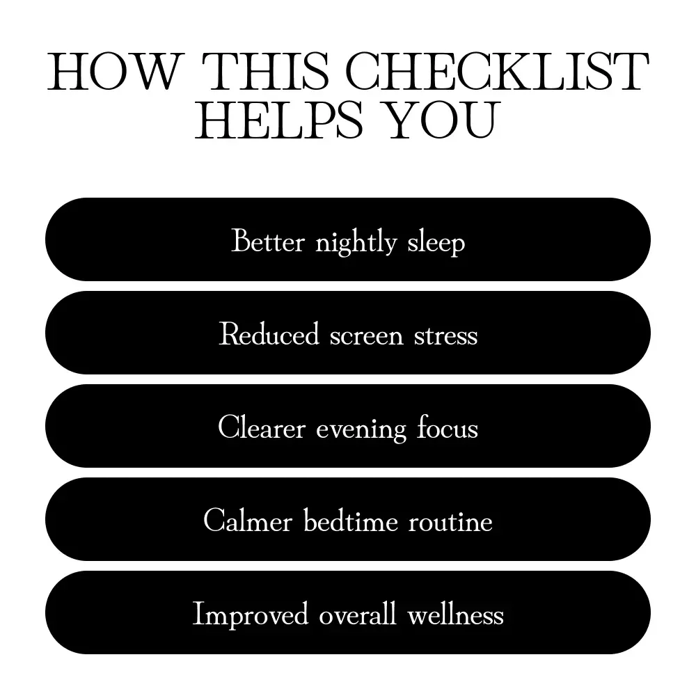 Digital Detox Evening Routine Checklist | Screen-Free Bedtime Ideas for Relaxation & Better Sleep | Printable Self-Care Guide for Stress Relief & Wellness