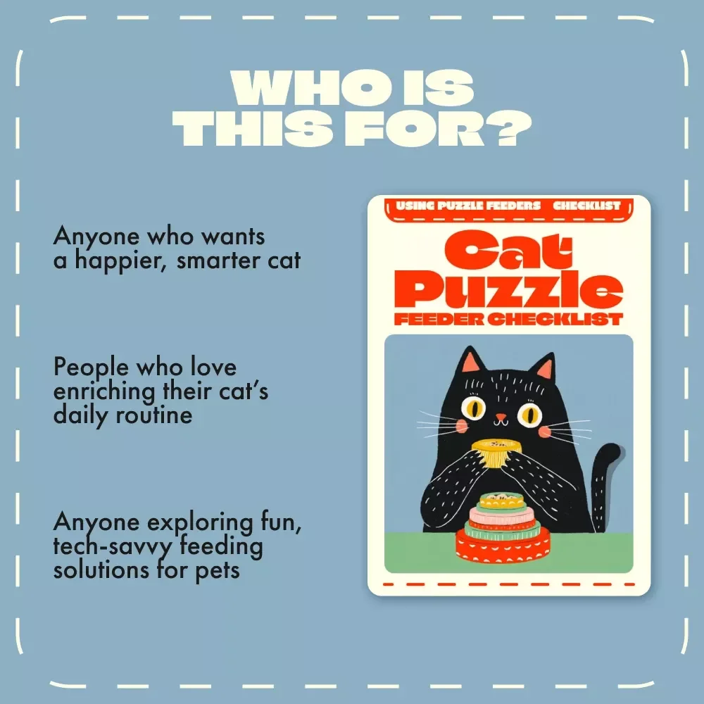 Cat Puzzle Feeder Checklist | Digital Download for Cat Owners | Using Puzzle Feeders for Cats | Printable Enrichment Guide