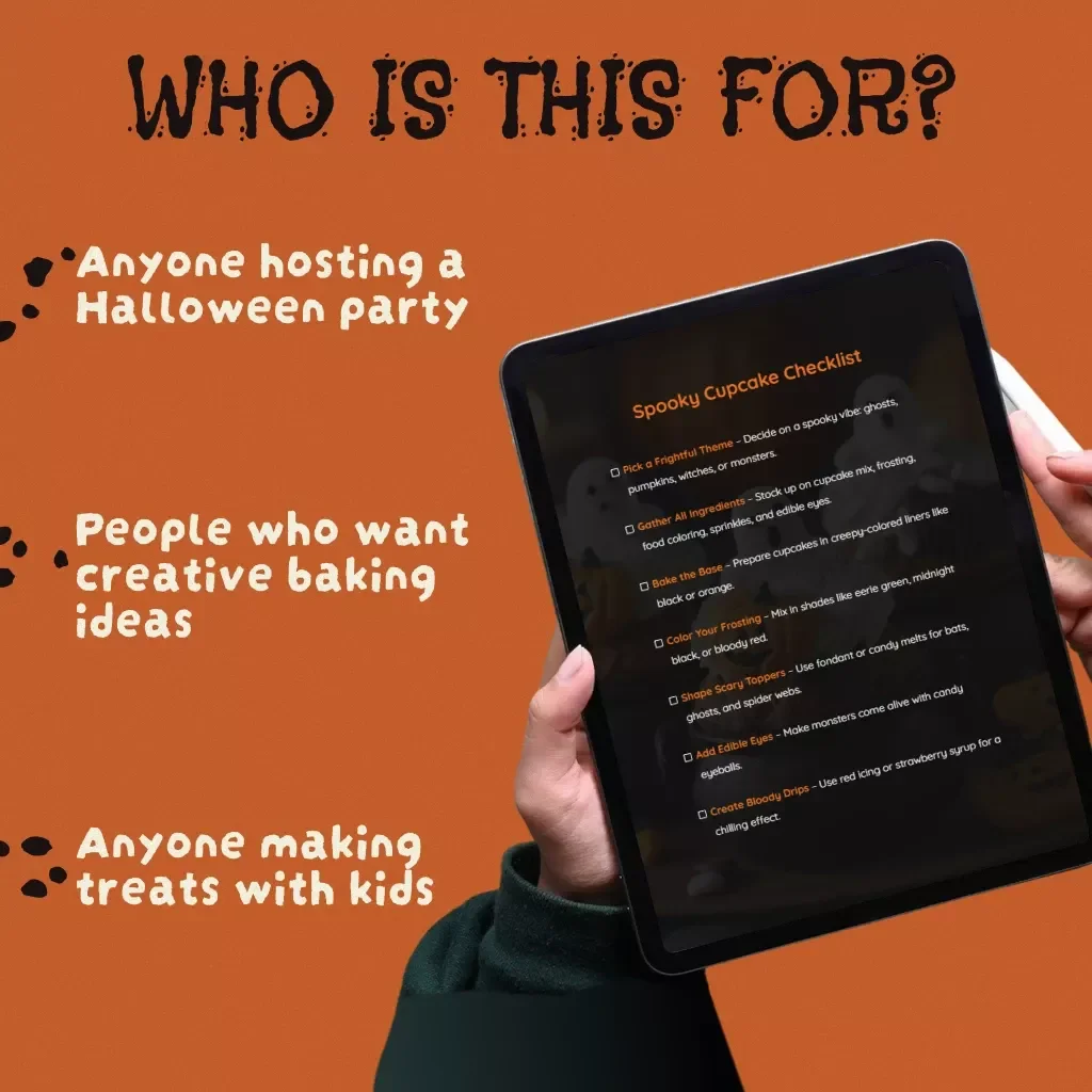 Spooky Cupcake Checklist | Halloween Cupcake Ideas | Digital Download Baking Guide for DIY Parties, Kids & Adults | Fun Spooky Cupcake Ideas eBook & Printable PDF