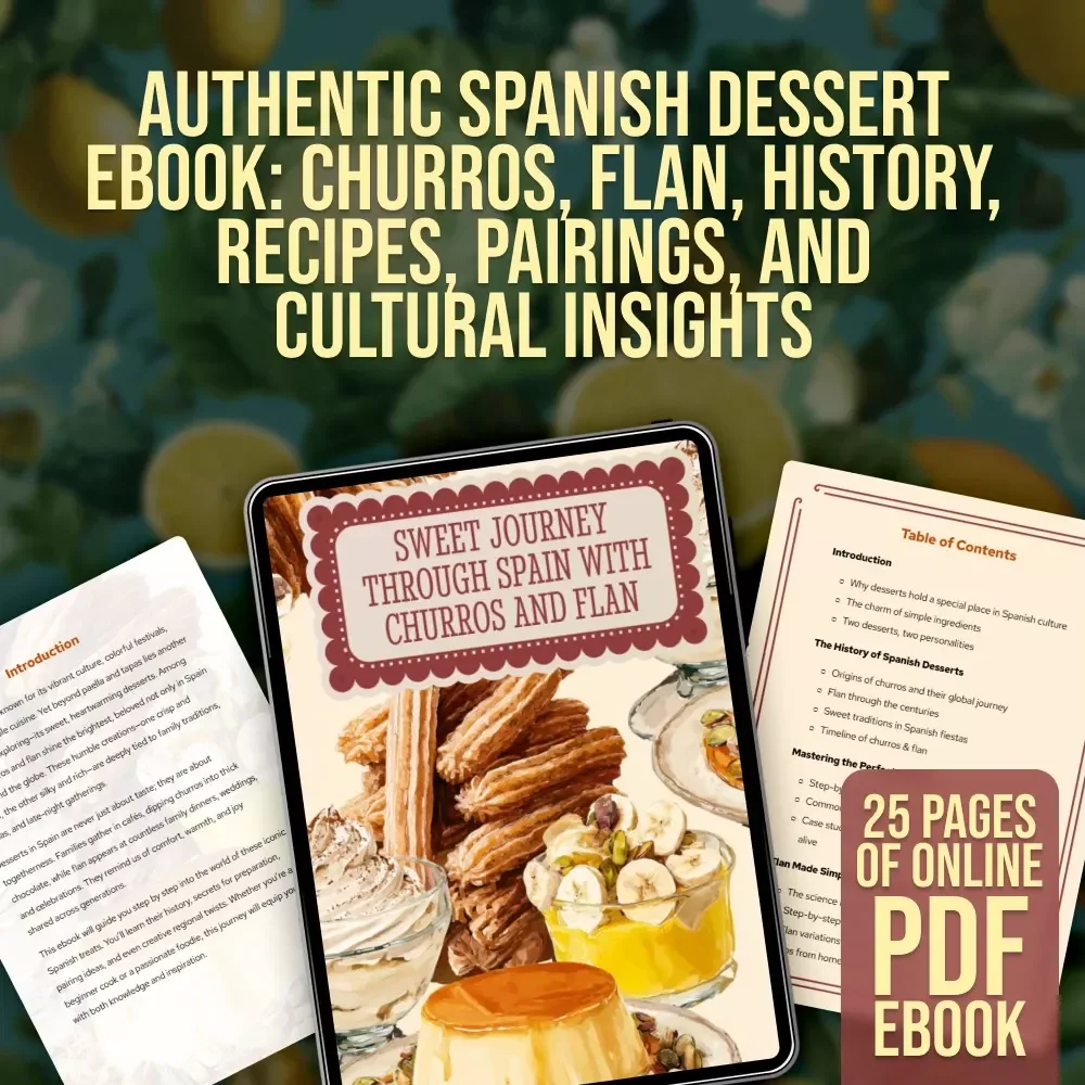 Sweet Journey Through Spain with Churros and Flan | Spanish Dessert eBook Guide | Digital Download for Authentic Recipes, Culture & History