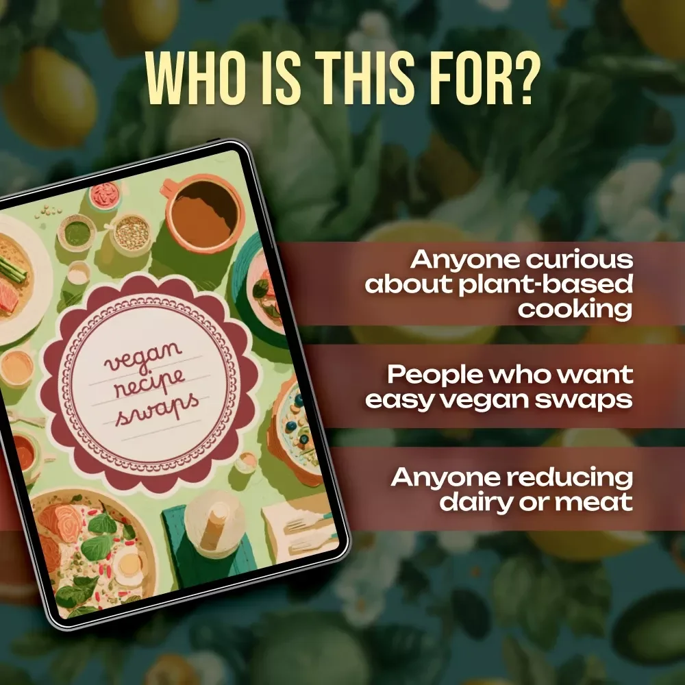 Vegan Recipe Swaps Checklist | Easy Plant-Based Cooking Guide | Digital Download eBook for Dairy-Free, Egg-Free & Meat-Free Substitutes