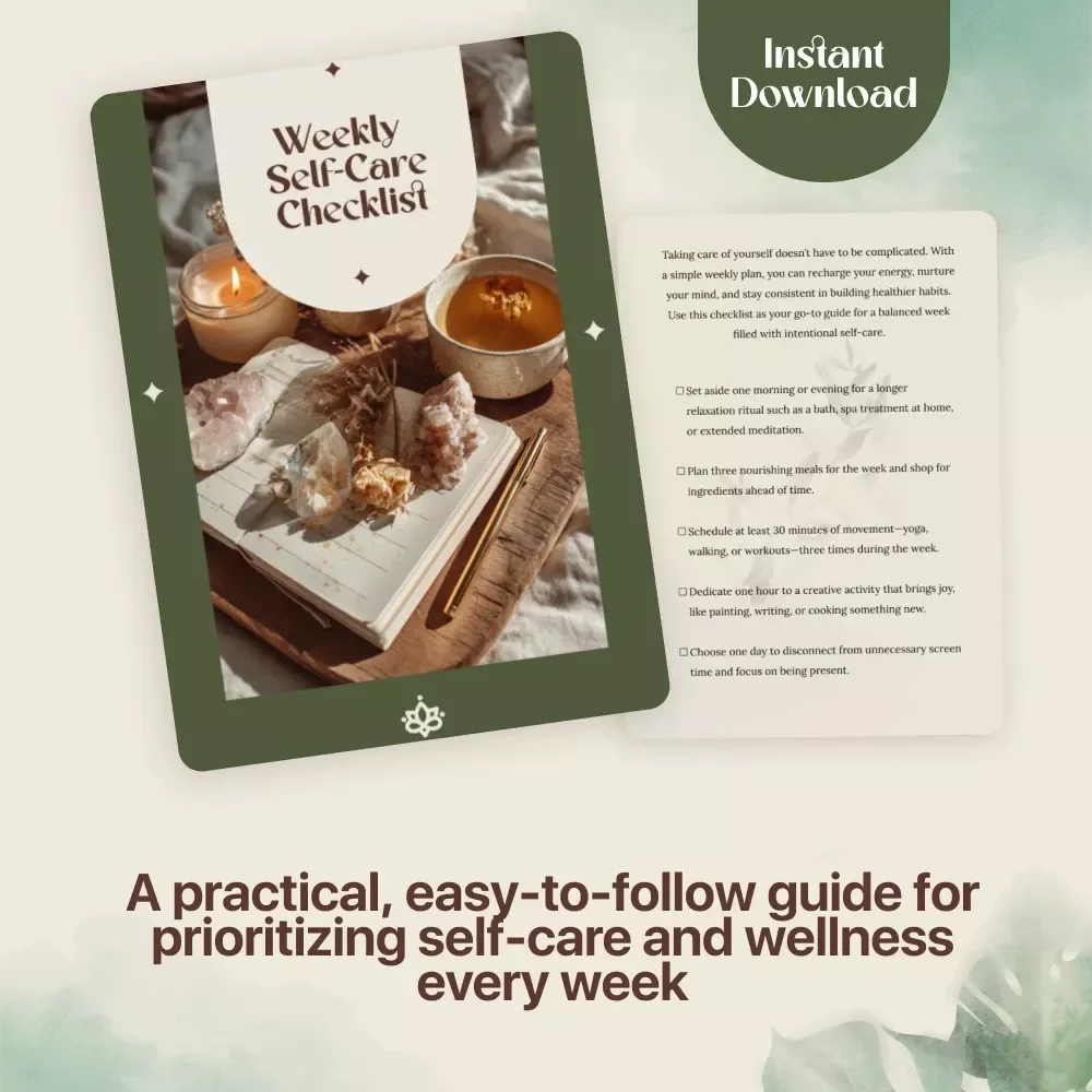 Weekly Self-Care Checklist - Printable Digital Guide for Personal Wellness and Daily Self-Care Routine