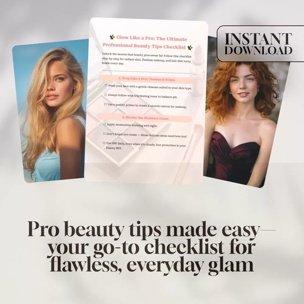 Glow Like a Pro: The Ultimate Professional Beauty Tips Checklist | Digital Download eBook for Skincare & Makeup Routine, Pro Beauty Guide for Flawless Looks
