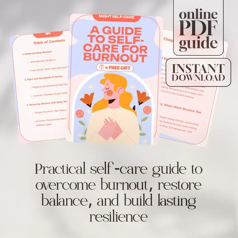 A Guide to Self-Care for Burnout | Digital eBook for Overcoming Stress, Restoring Balance & Building Resilience | Self Care for Burnout Checklist, Tips & Wellness Tools