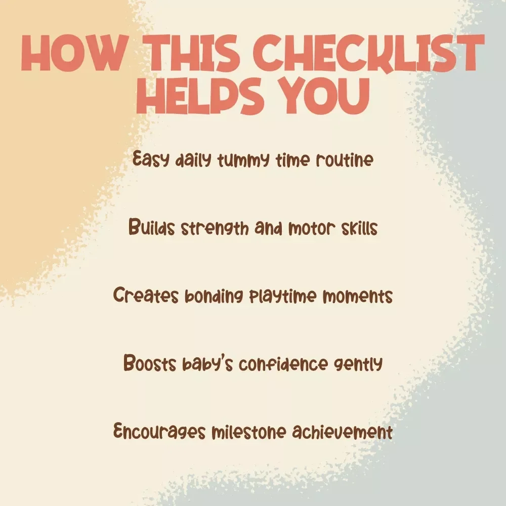 Tummy Time Kickstart Checklist | Newborn Baby Tummy Time Guide, Printable Digital Download, Infant Development eBook for Parents