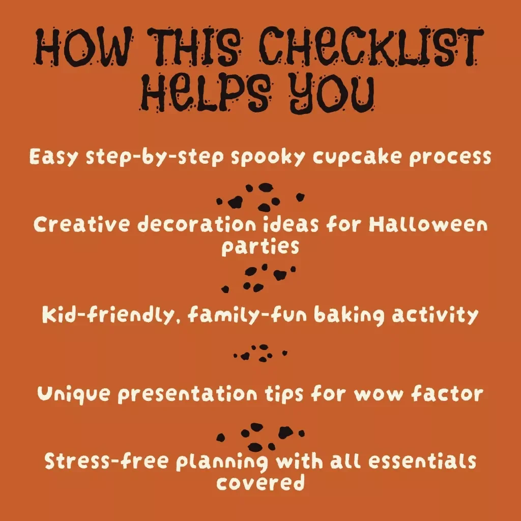 Spooky Cupcake Checklist | Halloween Cupcake Ideas | Digital Download Baking Guide for DIY Parties, Kids & Adults | Fun Spooky Cupcake Ideas eBook & Printable PDF