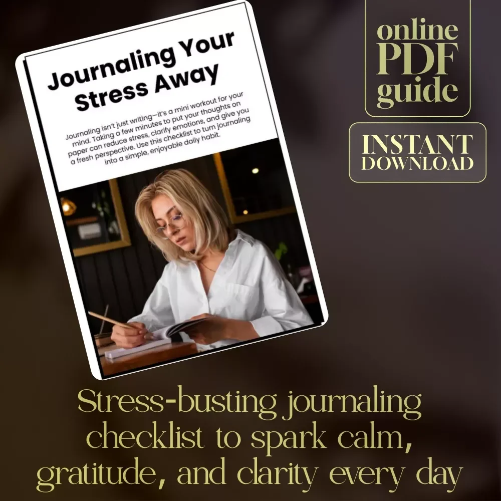 Journaling Your Stress Away Checklist | Stress Relief Journal Guide | Digital Download eBook for Self Care & Mental Wellness