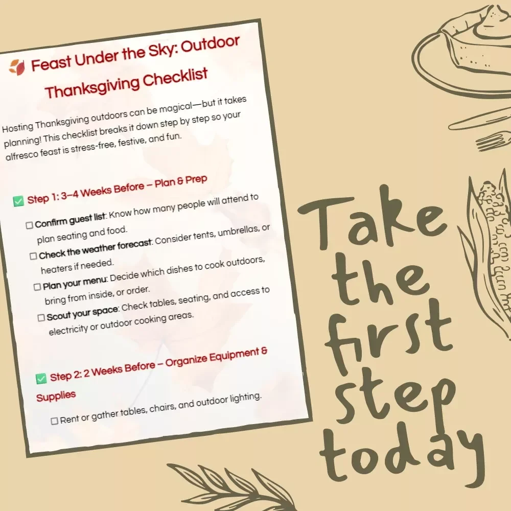 Feast Under the Sky: Outdoor Thanksgiving Checklist | Printable Holiday Planning Guide | Fall Celebration eBook | Thanksgiving Dinner Planner | Digital Download