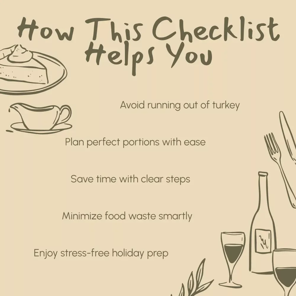 How Much Turkey Per Person for Thanksgiving: A Simple Checklist | Printable Holiday Meal Planning Guide for Stress-Free Hosting