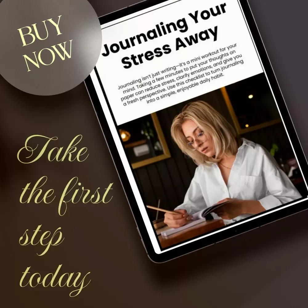 Journaling Your Stress Away Checklist | Stress Relief Journal Guide | Digital Download eBook for Self Care & Mental Wellness