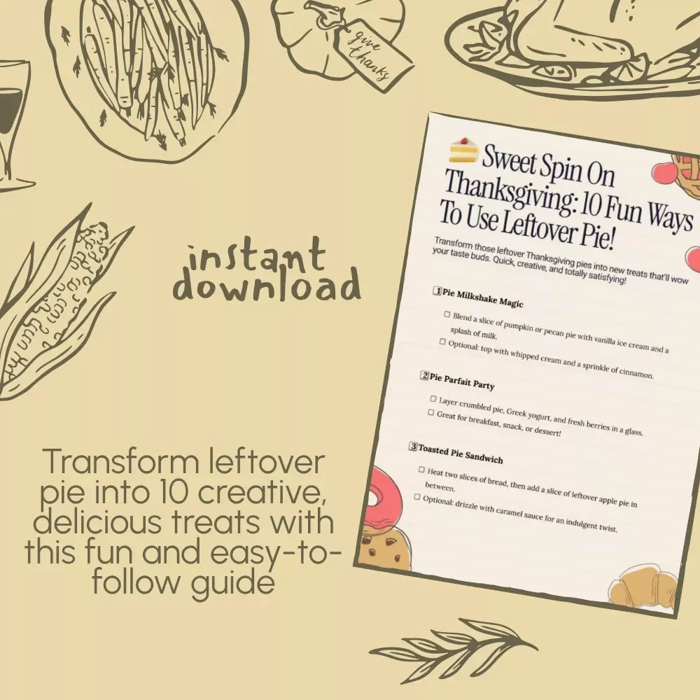 Sweet Spin on Thanksgiving: 10 Fun Ways to Use Leftover Pie – Digital Download Guide