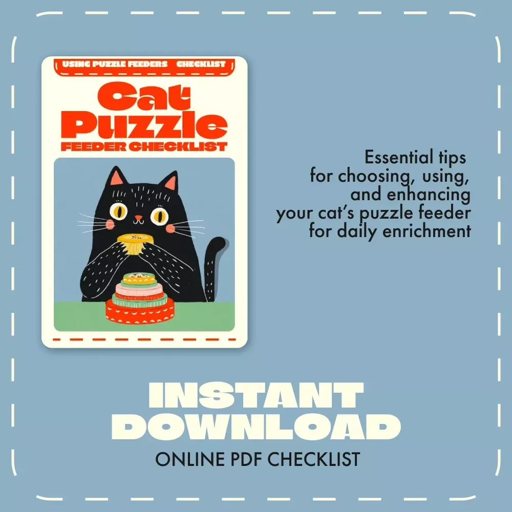 Cat Puzzle Feeder Checklist | Digital Download for Cat Owners | Using Puzzle Feeders for Cats | Printable Enrichment Guide