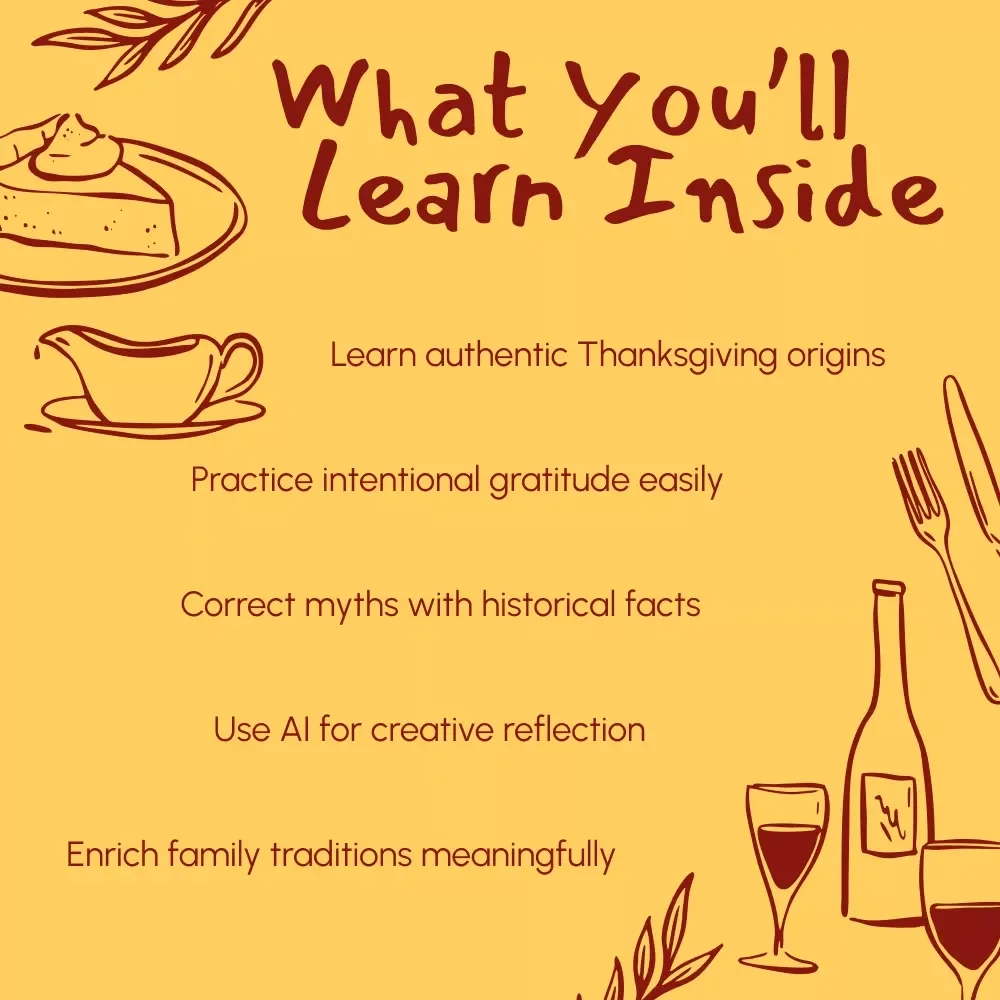 The True Meaning of Thanksgiving | Digital Download eBook Guide | Gratitude & History of Thanksgiving | AI Reflection Prompts & Family Traditions